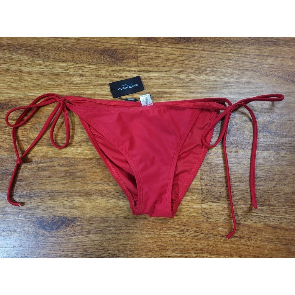 NWT Ocean Blues Red Full Coverage Bikini Bottom Size Small